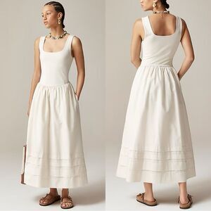 NWT J CREW PETITE Drop-waist mixy dress in Natural